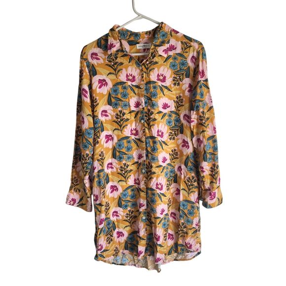 NATURAL LIFE Dresses & Skirts - Natural Life Floral Print Button Front Mini Shirt Dress Small